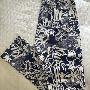 NEW J. McLaughlin Masie Navy/White Monkey Print Pants Size 2
